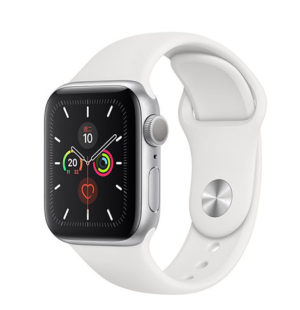 Apple Watch Series 5 44mm GPS版 銀色鋁金屬錶殼；運動型錶帶 ” Apple Watch5 ”  (完售,請參考其他商品)