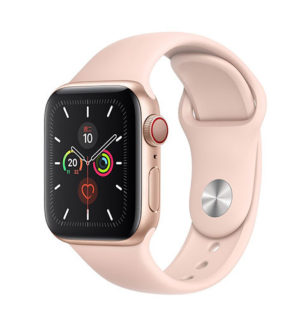 Apple Watch Series 5 40mm GPS + 行動網路 金色鋁金屬錶殼；運動型錶帶 ” Apple Watch5 ” 錶帶顏色：粉沙色  (完售,請參考其他商品)