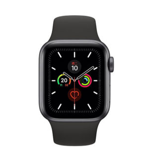 Apple Watch Series 5 40mm GPS + 行動網路 太空灰色鋁金屬錶殼；運動型錶帶 ” Apple Watch5 ” 錶帶顏色：黑色 (完售,請參考其他商品)