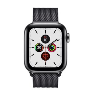 Apple Watch Series 5 40mm GPS + 行動網路 太空黑色不鏽鋼錶殼；米蘭式錶環 ” Apple Watch5 ” 錶帶顏色：太空黑色 (完售,請參考其他商品)