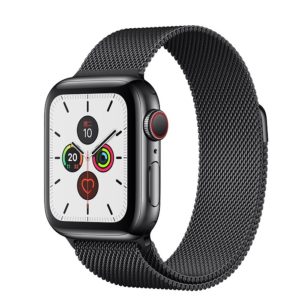 Apple Watch Series 5 44mm GPS + 行動網路 太空黑色不鏽鋼錶殼；米蘭式錶環 ” Apple Watch5 ” 錶帶顏色：太空黑色 (完售,請參考其他商品)