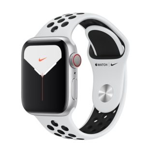 Apple Watch Series 5 Nike 44mm GPS + 行動網路 銀色鋁金屬錶殼；Nike 運動型錶帶 ” Apple Watch5 ” 錶帶顏色：Pure Platinum 配黑色 (完售,請參考其他商品)