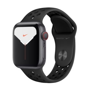 Apple Watch Series 5 Nike 40mm GPS + 行動網路 太空灰色鋁金屬錶殼；Nike 運動型錶帶 ” Apple Watch5 ” 錶帶顏色：Anthracite 配黑色 (完售,請參考其他商品)