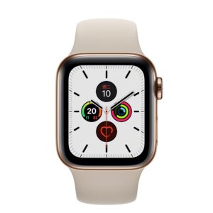 Apple Watch Series 5 44mm GPS + 行動網路 金色不鏽鋼錶殼；運動型錶帶 ” Apple Watch5 ” 錶帶顏色：石色  (完售,請參考其他商品)