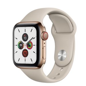 Apple Watch Series 5 40mm GPS + 行動網路 金色不鏽鋼錶殼；運動型錶帶 ” Apple Watch5 ” 錶帶顏色：石色  (完售,請參考其他商品)