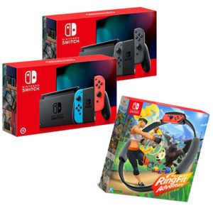 任天堂 Switch+健身環大冒險+主機包+鋼化貼；紅藍/灰色 ※”買1送6活動 or 頂級好禮6選1″→詳情見圖